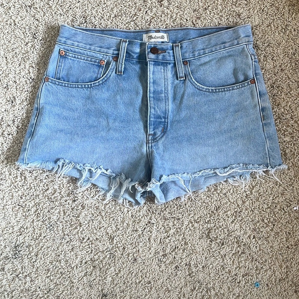 Madewell Light Blue Frayed Hem Jean Shorts
